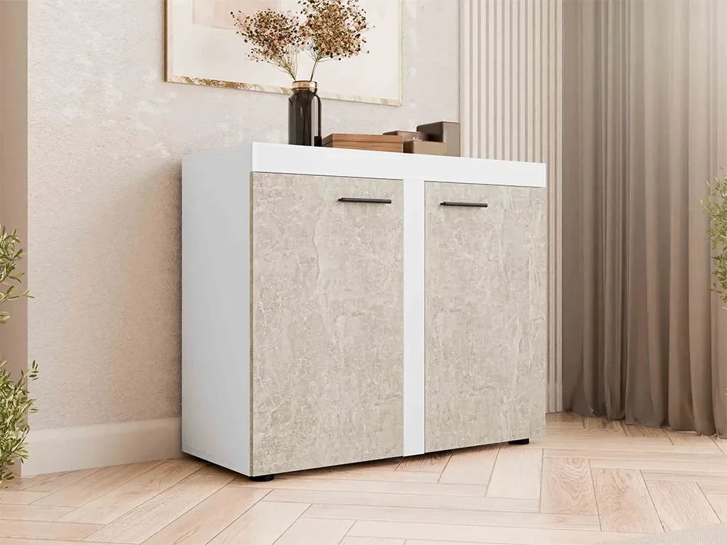 Сучасний комод Rodos 2F 3, білий/світлий бетон, фото 1