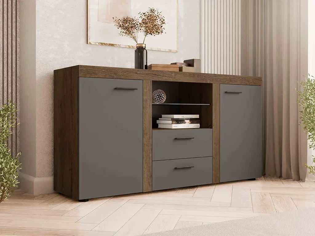 Комод Rodos 1, дуб Лефкас/графіт, фото 1