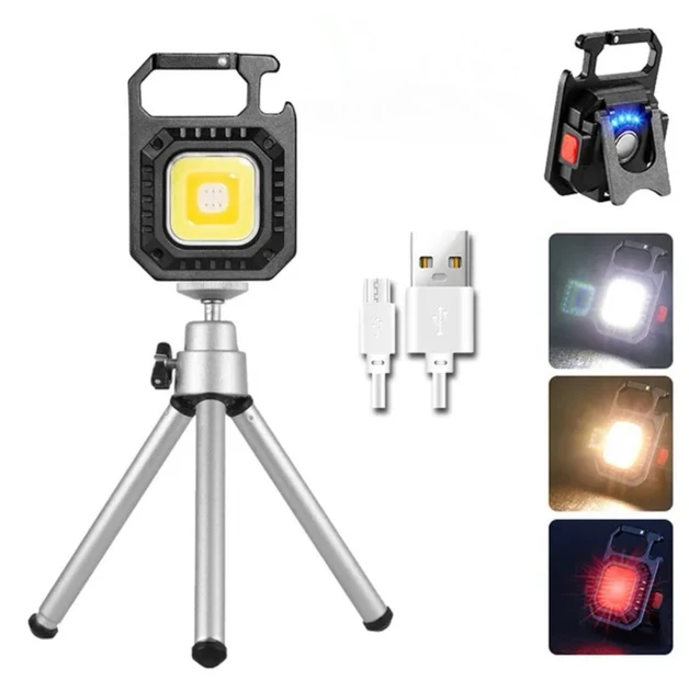 Акумуляторний LED-ліхтарик Type-C, 7 режимів + штатив, прямокутник, фото 1