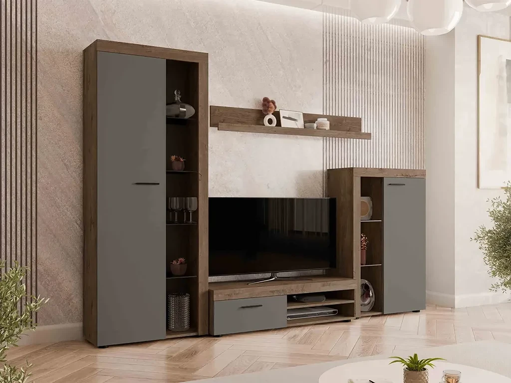 Стінка Rodos, дуб Лефкас/графіт, фото 1