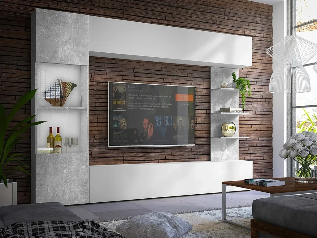 Стінка Alemiko, білий/ бетон, фото 1