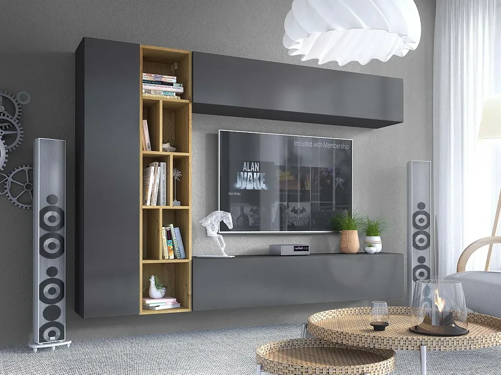 Стінка Leronia, сірий / дуб Артизан, фото 1