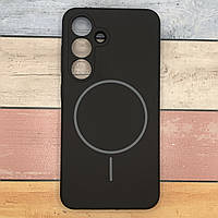 Чехол для Samsung Galaxy S25 микрофибра, Soft touch Silicone Cover Lakshmi with MagFit. Черный матовый