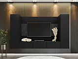 Меблева стінка Cypria V, чорний/чорний мармур, фото 2