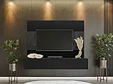 Стінка під ТВ Cypria III, чорний/чорний мармур, фото 2