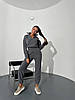 Графітовий жіночий теплий костюм із щільного двостороннього флісу: Штани та Кофта з коміром на блискавці, фото 2