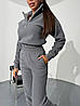 Графітовий жіночий теплий костюм із щільного двостороннього флісу: Штани та Кофта з коміром на блискавці, фото 8