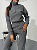 Графітовий жіночий теплий костюм із щільного двостороннього флісу: Штани та Кофта з коміром на блискавці, фото 9