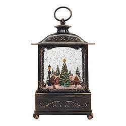 Ліхтар Новорічний зимове містечко з LED, USB, музикою та сніжним ефектом 23 см