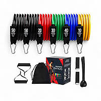 Набір еспандерів трубчастих з ручками та кріпленнями (5 шт, 4,5–22,7 кг) + мішок