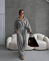 Жіночий теплий комбінезон, 42-46; 48-52, молочний, синій, шоколад, чорний, сірий, фліс Полар.