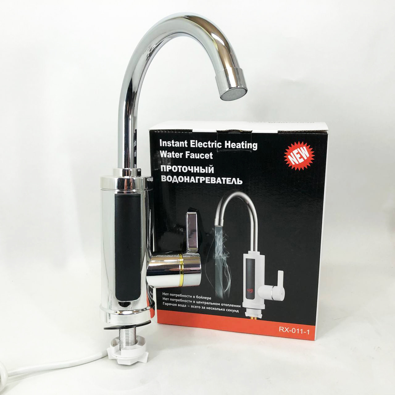 Проточний водонагрівач Delimano RX-0111c LCD дисплеєм 3кВт Кран електричний JH-189 нижнє підключення