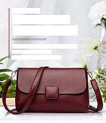 Жіноча  квадратна сумка з натуральної шкіри темно-червона