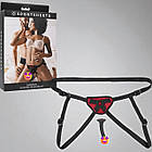 Страпон на ремнях Sportsheets Saffron для жінок чорний з силіконовим фаллоімітатором для активного використання