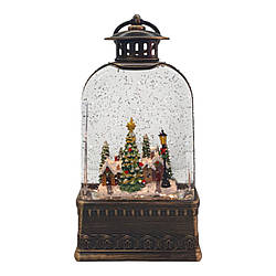 Ліхтар Новорічне містечко з LED, USB, музикою та сніжним ефектом 21 см