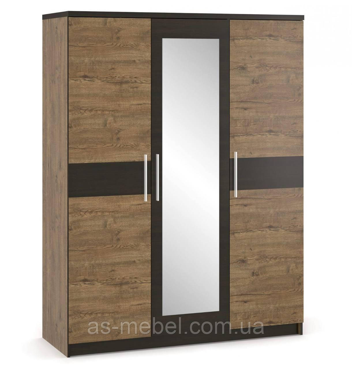 Шафа 3д 156 см із Дзеркалом Вероніка колір Венге+ дуб Апріл, фото 1
