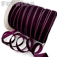 Стрічка оксамитова 1 см, бордово-рожева