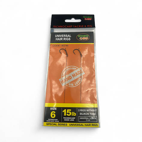 Готові повідці Universal Hair Rigs 15Lb. Wide Gape Hook №6. 1уп. - 2 шт. арт 80746, фото 1