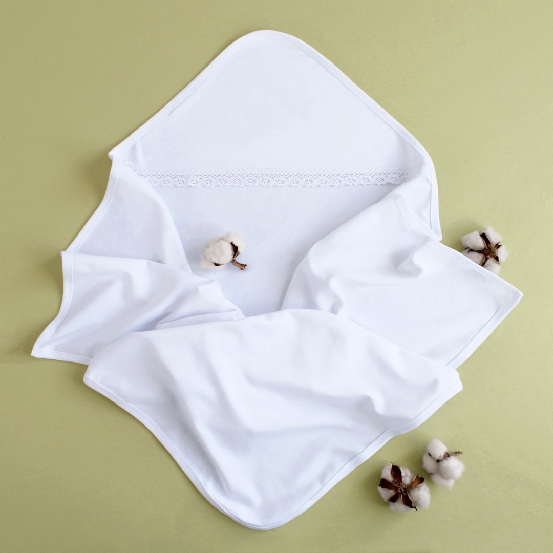 Білі крижми, Крижма інтерлок куточок, Бавовняна дитяча крижма на хрещення