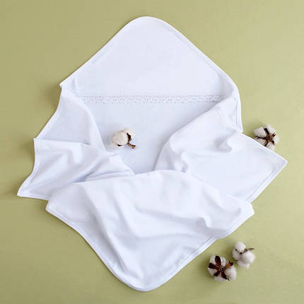 Білі крижми, Крижма інтерлок куточок, Бавовняна дитяча крижма на хрещення, фото 1