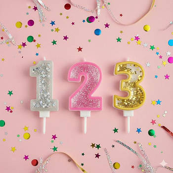 Свічки цифри з глітером в торт