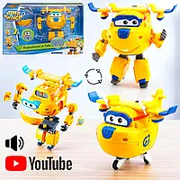Інтерактивна іграшка трансформер Super Wings Donnie Супер крила зі світлом і звуком змінні деталі YW710320