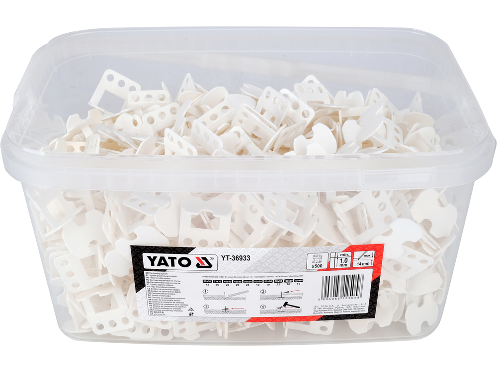 Система, кліпси, ворота для вирівнювання плитки Y1мм 500 шт. YATO YT-36933, фото 1