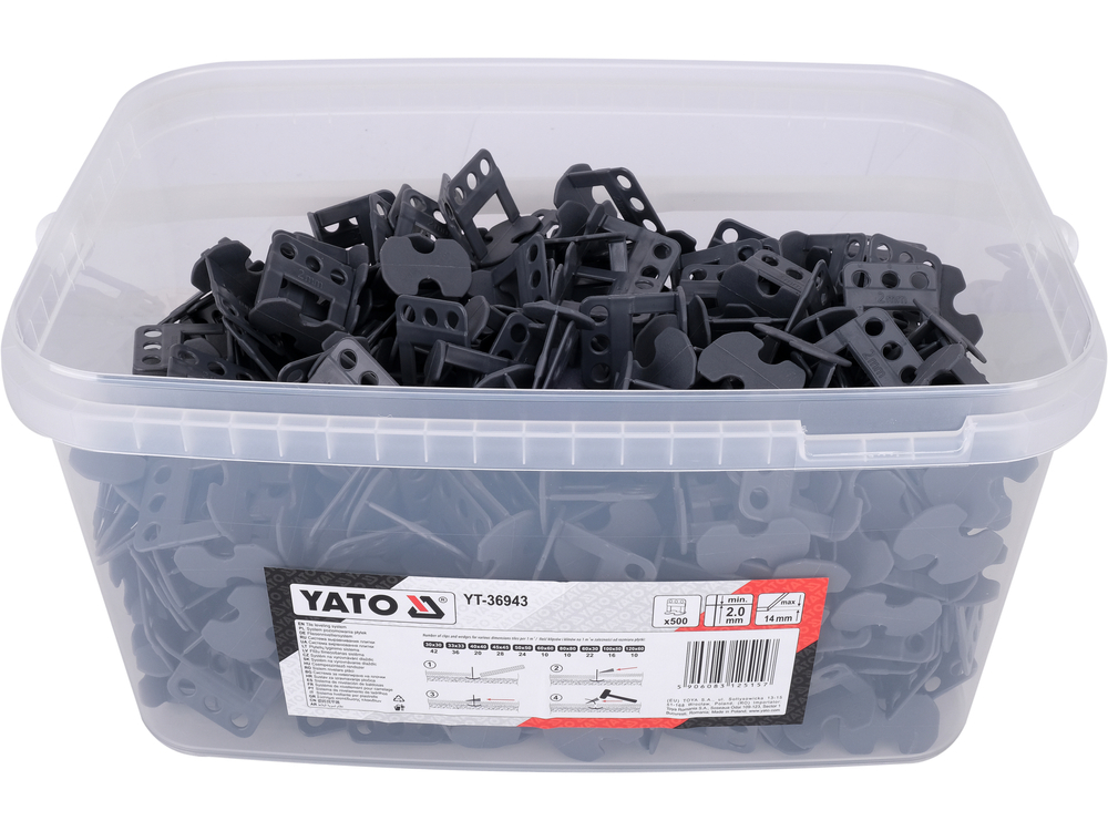 Система, кліпси, клапани для вирівнювання плитки Y2мм 500 шт. YATO YT-36943, фото 1
