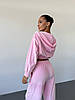 Рожевий жіночий стильний та комфортний повсякденний костюм 3-ка трикотаж велюр: Штани + Кофта на блискавці + Топ, фото 2