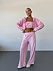 Рожевий жіночий стильний та комфортний повсякденний костюм 3-ка трикотаж велюр: Штани + Кофта на блискавці + Топ, фото 3