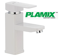 Змішувач для раковини з пластику білий пластиковий кран для умивальника білого кольору kubwhite