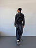 Графітовий жіночий стильний та комфортний повсякденний костюм 3-ка трикотаж велюр: Штани + Кофта на блискавці + Топ, фото 3