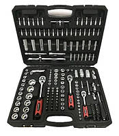 BX-011S Набір гайкових ключів та головок 172 предмети в кейсі, CrV сталь, 1/2", 1/4", 3/8", тріскачки