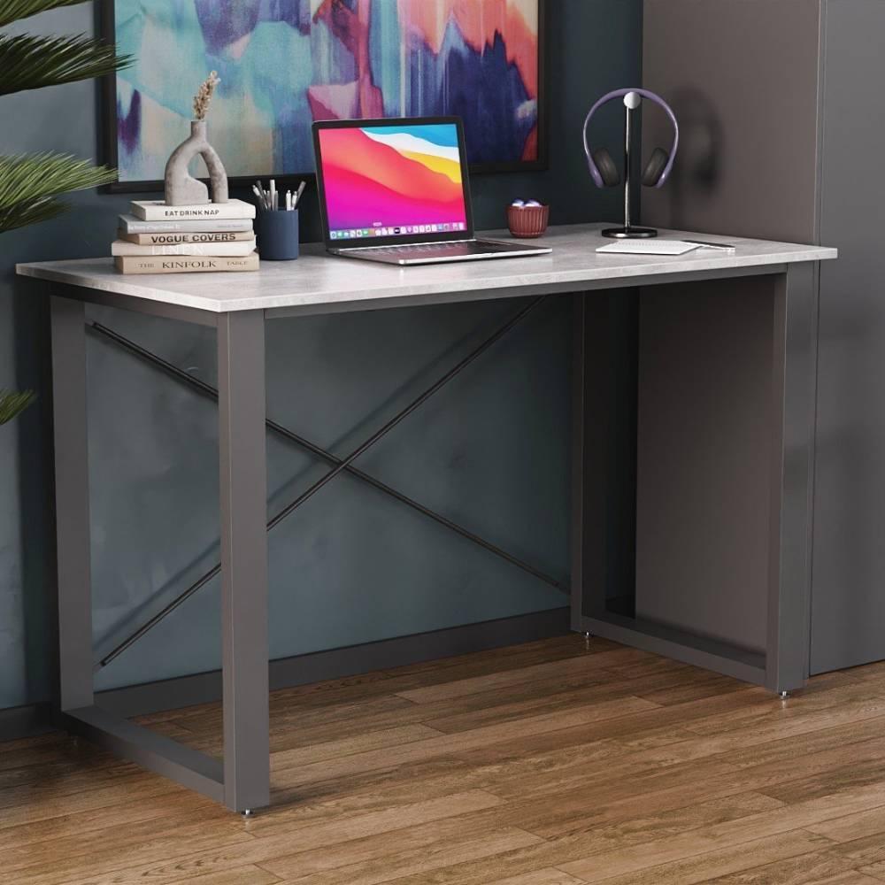 Письмовий стіл Ferrum-decor Драйв 750x1400x700 Чорний метал ДСП Бетон 32 мм (FRD-103407)