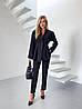 Чорний жіночий стильний класичний костюм брюки: звужені Штани і приталений Піджак з підплічниками, фото 9