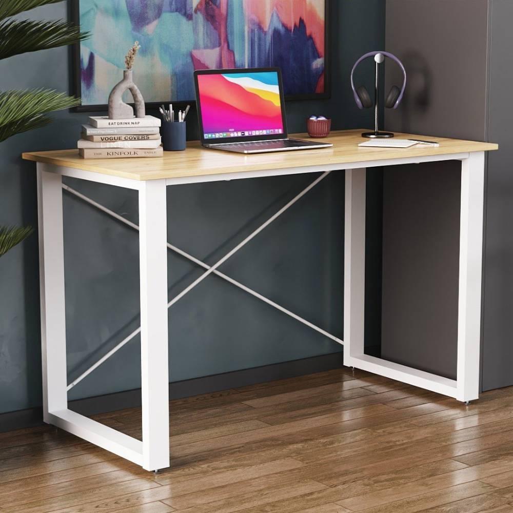 Письмовий стіл Ferrum-decor Драйв 750x1400x700 Білий метал ДСП Дуб Артізан 32 мм (FRD-103420)