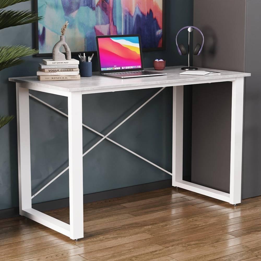 Письмовий стіл Ferrum-decor Драйв 750x1000x600 Білий метал ДСП Бетон 32 мм (FRD-103316)