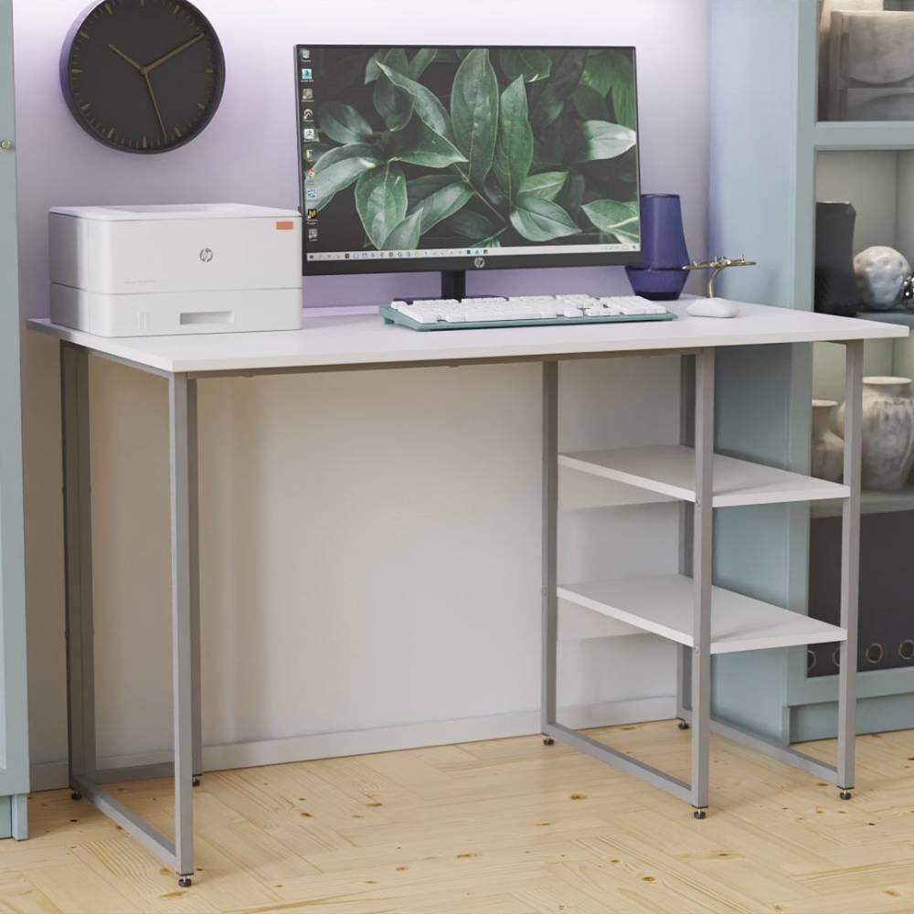 Письмовий стіл Ferrum-decor Кевін, метал сірий, ДСП Білий 16 мм 140x60х75 см