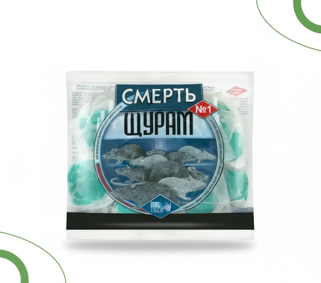 Родентицид Смерть щурам №1 тісто від щурів і мишей Ital Tiger 200г, фото 1
