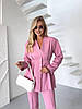 Рожевий жіночий стильний класичний костюм брюки: звужені Штани і приталений Піджак з підплічниками, фото 7