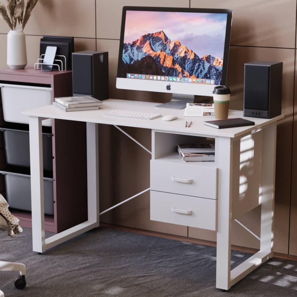 Письмовий стіл із ящиками Ferrum-decor Оскар 750x1200x600 метал Білий ДСП Біле 16 мм (FRD-103220)