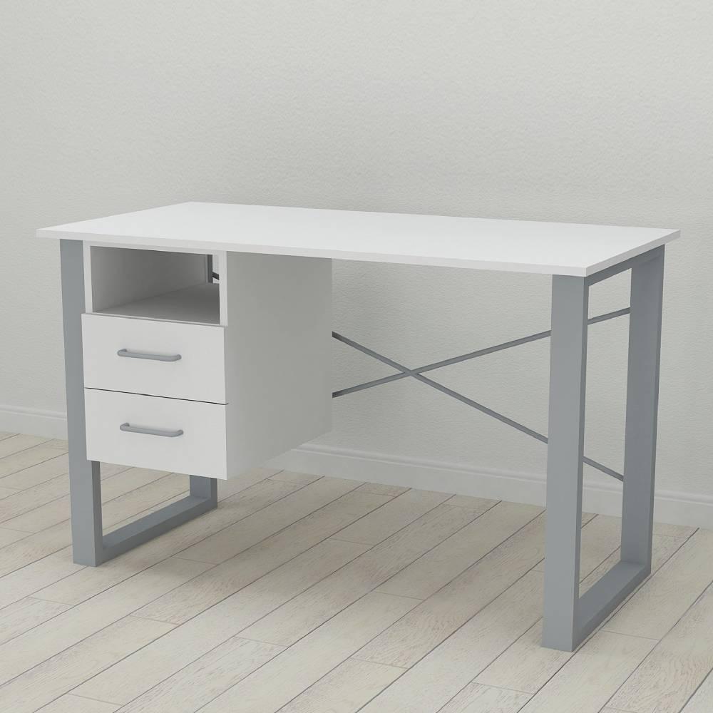 Письмовий стіл із ящиками Ferrum-decor Оскар 750x1200x600 метал Сірий ДСП Біле 16 мм (FRD-103227)