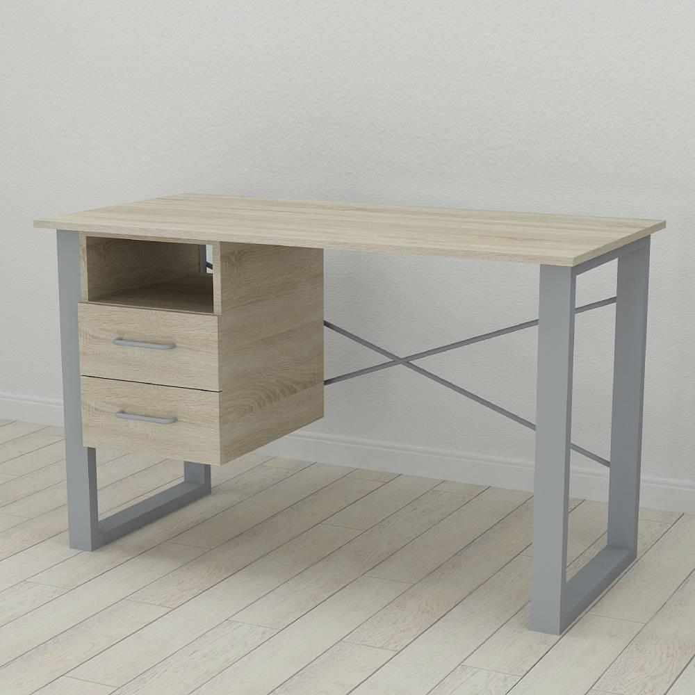 Письмовий стіл із ящиками Ferrum-decor Оскар 750x1200x700 метал Сірий ДСП Дуб Сонома 16 мм (FRD-103271)