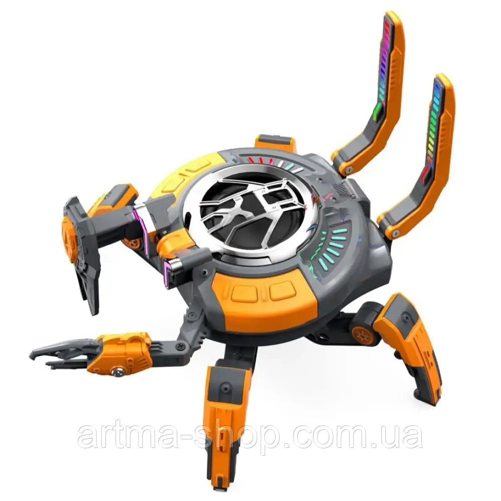 Bluetooth акустика XO F52 Crab Shape у формі механічного краба, Потужність 10Вт, 16,2х15,7х14,5 см, помаранчева