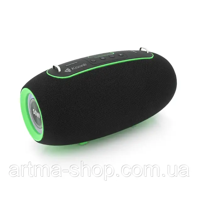 Безпровідна Bluetooth колонка Kisonli K8, USB//TF/BT/TWS/RGB/AUX/EQ, Потужність 50Вт, 4000mAh, 372х198х210mm, чорна