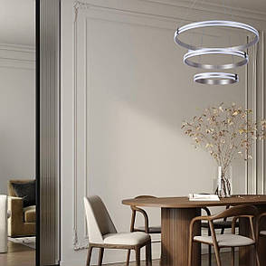 Підвісна led люстра 210W 40+60см в сатиновому кольорі (87-1220 (400+600+800) CF), фото 2