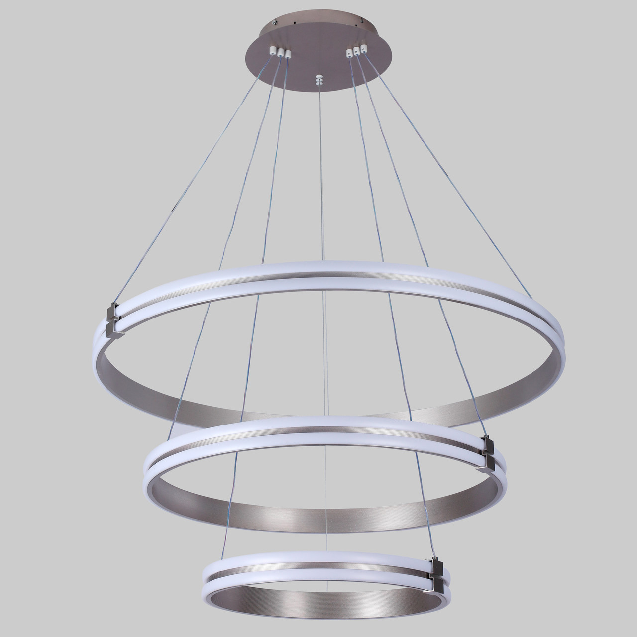 Підвісна led люстра 210W 40+60см в сатиновому кольорі (87-1220 (400+600+800) CF)