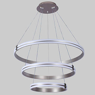 Підвісна led люстра 210W 40+60см в сатиновому кольорі (87-1220 (400+600+800) CF), фото 1
