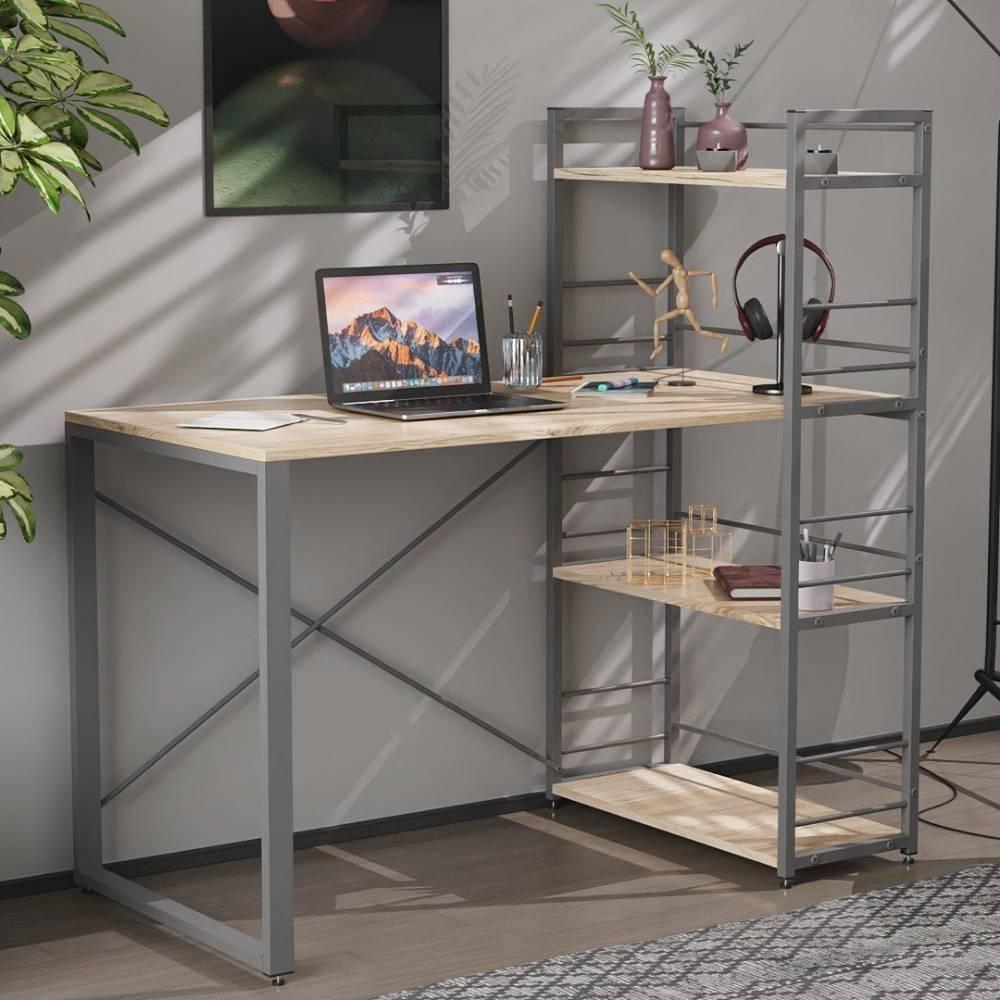 Письмовий стіл Ferrum-decor Серії Конект з етажеркою 75x120x60 сірий ДСП Дуб Сан-Марино 16мм (FRD-104231)