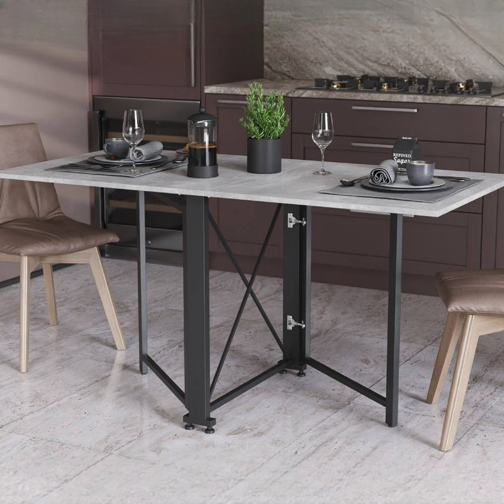 Стіл-книга трансформер Оріон 2 Ferrum-decor 750x1520x730 Чорний метал ДСП Бетон 16 мм (FRD-104589)